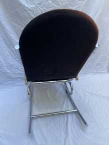 Fauteuil/rocking chair velour marron - Travail Francais 