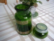 Pot  bocal verre vert Vintage 60'S