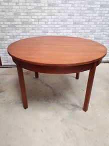table  style scandinave  1960 a 75   plaquage teck  ronde 12