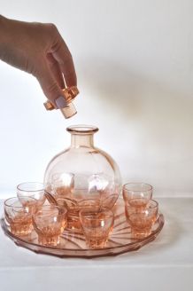 plateau + carafe + 8 verres à liqueur