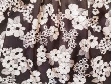 70s robe pierrot fleurs noir blanc S