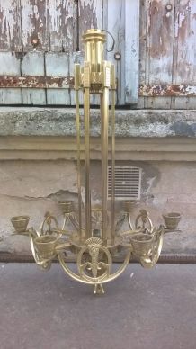 Lustre en bronze et laiton époque art déco