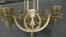Lustre en bronze et laiton époque art déco