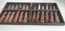 Coffret bois 6 couteaux et fourchettes à steack