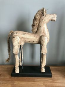 Sculpture de Cheval en bois articulé - Thaïlande -
