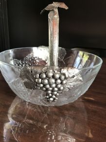 Coupe à fruits vintage avec anse étain