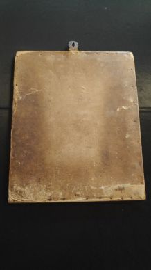 ancien miroir au mercure cadre bois et dos en cuir