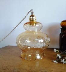 Lampe Baladeuse vintage, suspension verre "Ambre"