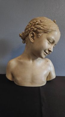 buste "la rieuse" d'après Jean-Baptiste Pigalle en plâtre