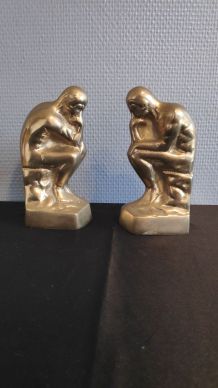 serre-livres en laiton d'après "le penseur" de Rodin