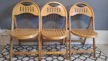 chaises pliantes bois verni estampillées OTK n°23