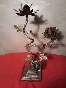 chandelier  en fer motif   fleural et pied  en fonte d acier