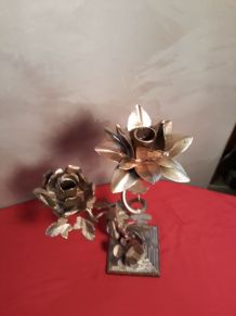 chandelier  en fer motif   fleural et pied  en fonte d acier