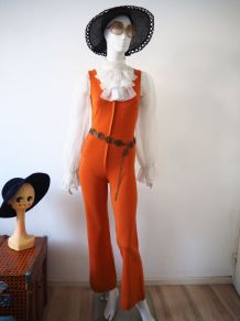 Combinaison pantalon pattes d'éléphant orange funky 70's