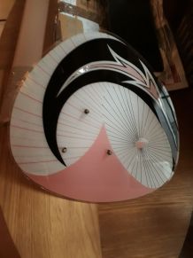 Suspension  palette plafonnier rose et noir design 1950 a 70