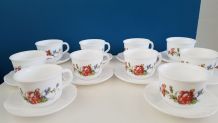 10 tasses et sous-tasses Arcopal