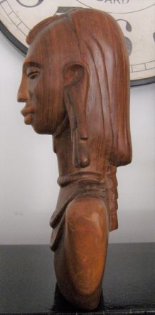 Statue buste femme art Africain ethnique masaï ? Peuls ? 