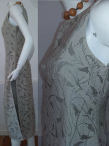 Robe longue vintage motifs  filigrane vert amande T 38