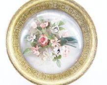 cadre ancien globe verre fleurs