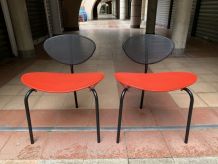Paire de chaises tripodes « Nagasaki » par Mathieu Mategot 