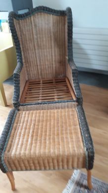 fauteuil, repose pieds  table basse osier marque GRANGE