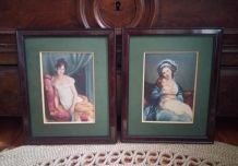 Deux reproductions de  tableaux célèbres sur soie