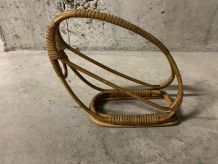 Porte-bouteille serveur en rotin années 60