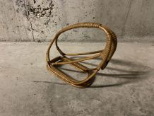 Porte-bouteille serveur en rotin années 60