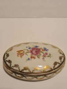 Boîte Porcelaine De Limoges Décor Floral