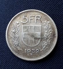 Monnaie Suisse 5 Frs 1932