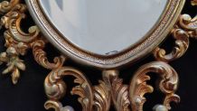 miroir rocaille en métal doré