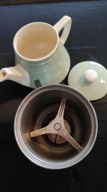 théière Salam en céramique et métal chromé des années 50-60