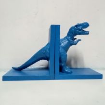 Serre livres dinosaure bleu, t-rex  bleu