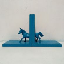 Serre livres cheval bleu pétrole,