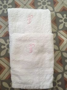 Paire serviettes éponge années 50/60.