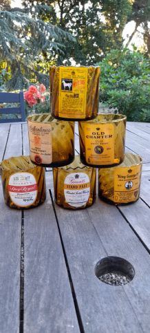 6 verres ambrés whisky, collection publicitaire, vintage