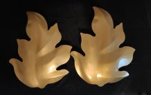 appliques feuille murales en métal doré