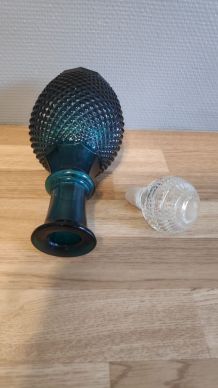 carafe bleu vert avec bouchon transparent