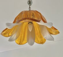 Suspension plexi vintage fleur orange et blanche 