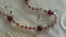 Collier perles de verre à facettes rouge