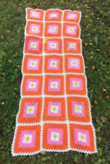 Couverture en laine en crochet - Années 70