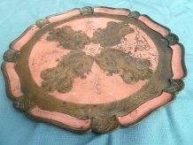plateau  florentin  en bois peint , vintage