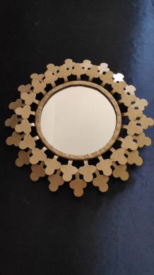 miroir rond en métal doré