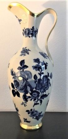 vase porcelaine bleu Bavaria doré à l’or fin, 30cm 