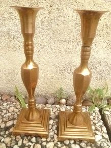 paire de bougeoirs en laiton ,vintage