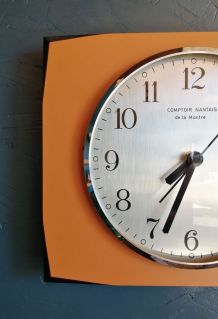 Horloge formica vintage pendule murale "Comptoir Nantais"