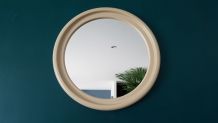 Miroir rond mural couleur crème 
