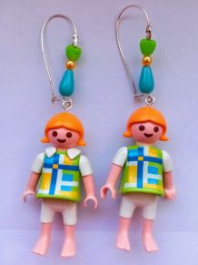 Boucles d'oreilles Playmobil/argenté/blanc/jaune/bleu/vert