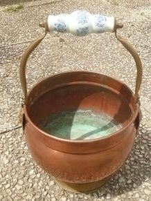 jardinière , cache pot  en cuivre , vintage
