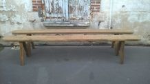 ancienne paire de banc chêne massif